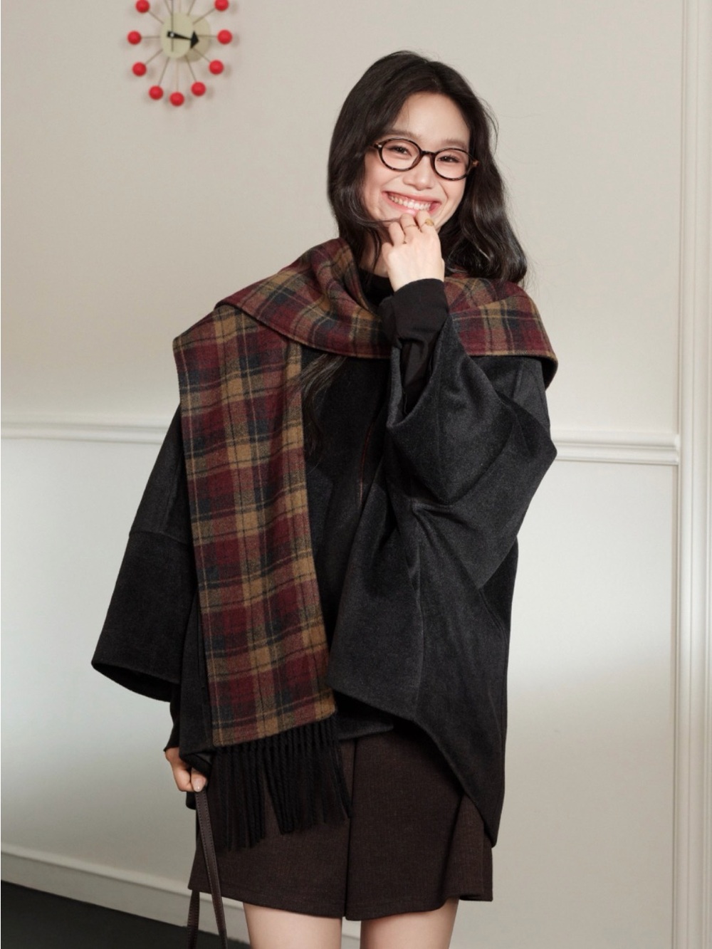 KUOSE Grey Cape Coat Multiwear style